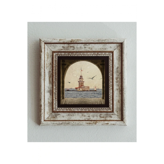 Istanbul Manzaralı Çerçeveli Taş Tablo , Çerçeveli Taş Duvar Dekoru 20 cm