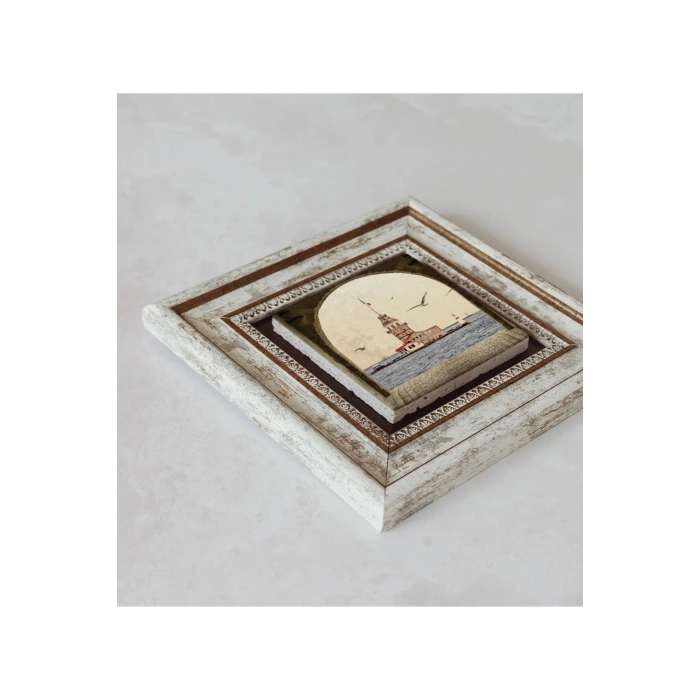 Istanbul Manzaralı Çerçeveli Taş Tablo , Çerçeveli Taş Duvar Dekoru 20 cm