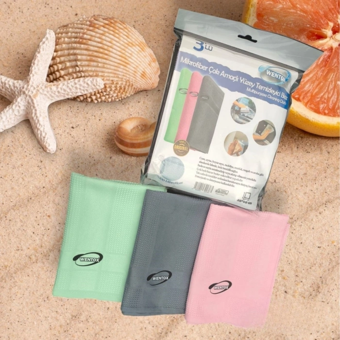 Streak-Free Microfiber Cleaning Cloth 3-Piece Set for Glass and Mirror Wiping Dust Removal Cleaning Cloth (5365)