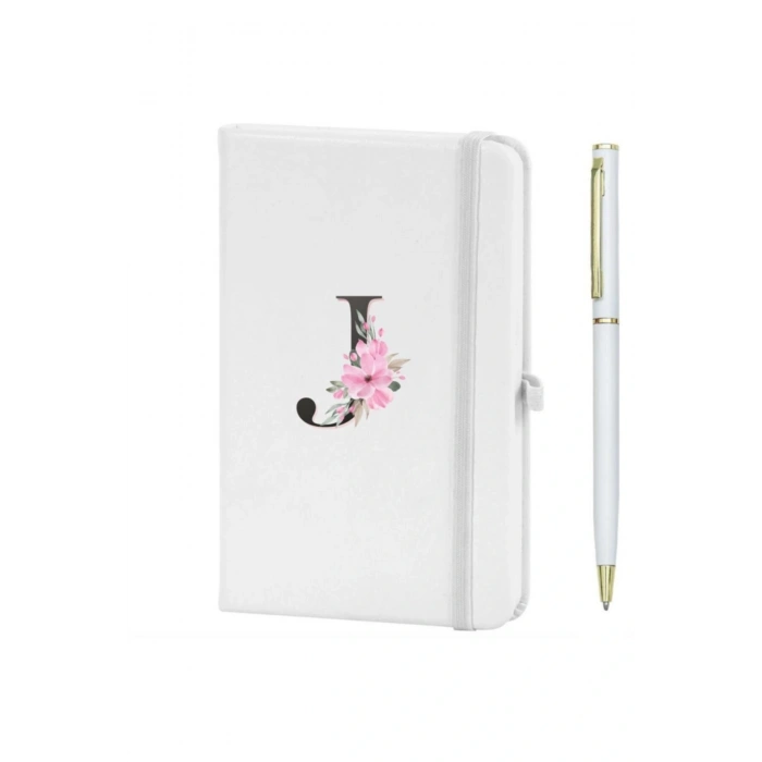 J Harfi Çiçek Desen Baskılı Defter