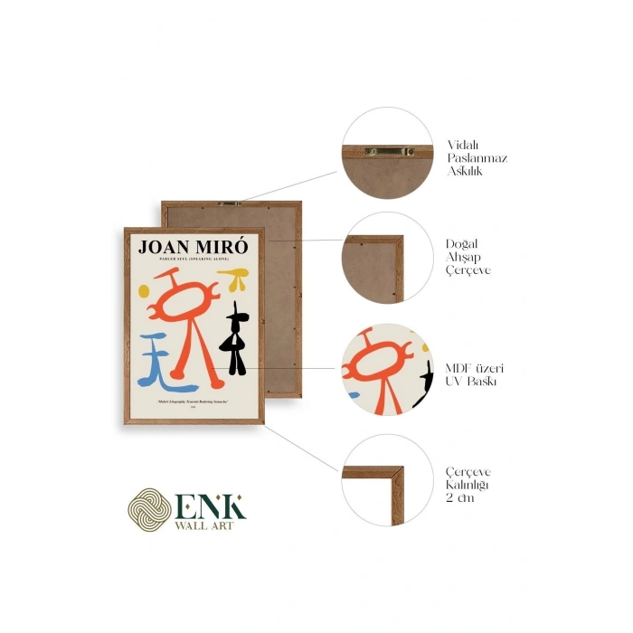 Joan Miro Ahşap Çerçeveli Tablo 23 x 30