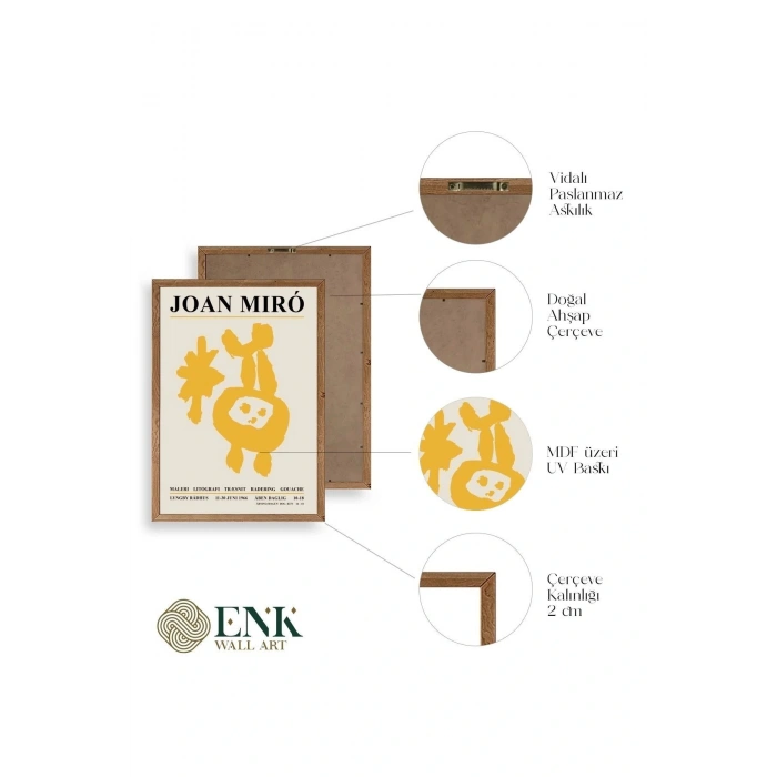 Joan Miro Ahşap Çerçeveli Tablo 50 x 70