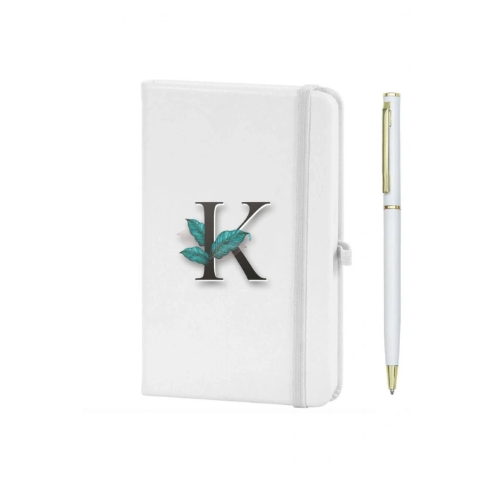 K Harfi Çiçek Baskılı Defter