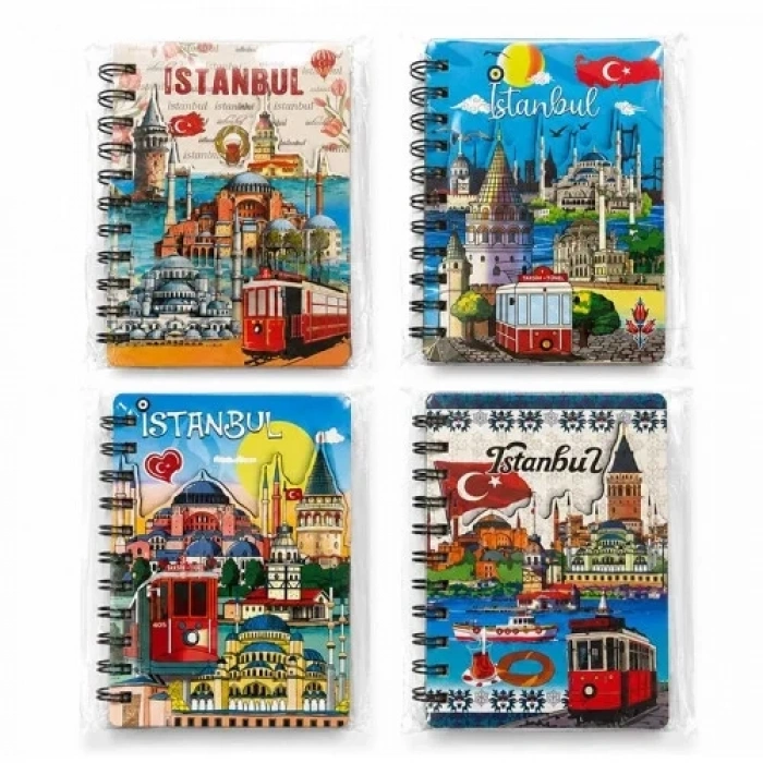 Kabartmalı İstanbul Temalı Defter 15x11 Cm