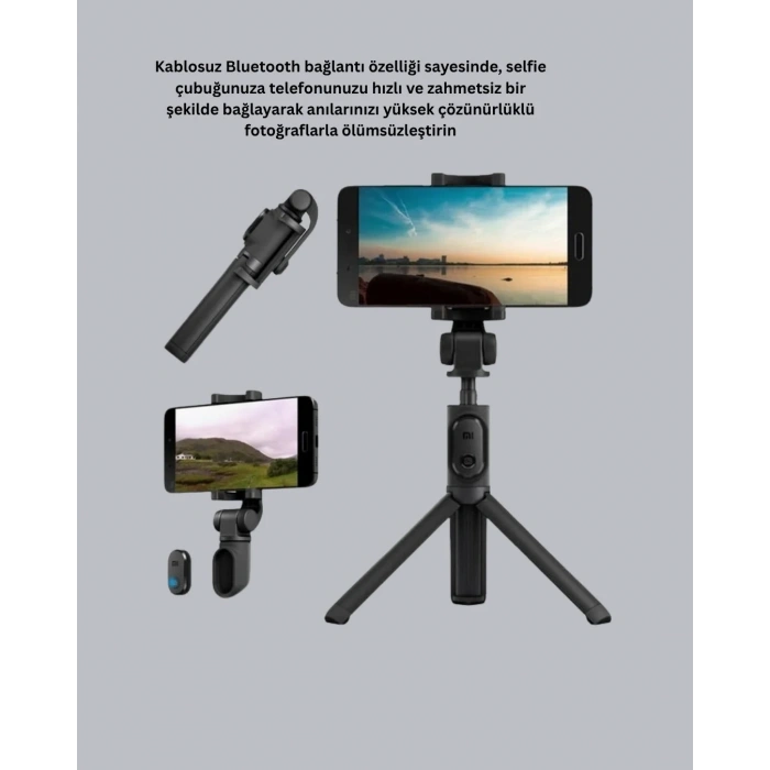 Kablosuz Bluetooth Selfie Çubuğu 360° Dönebilen Başlık