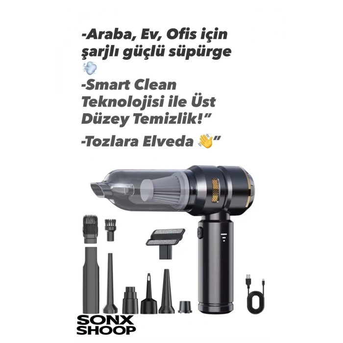 Kablosuz Şarjlı El Süpürgesi 2’si 1 Arada – Güçlü Vakum ve Üfleme Özellikli Mini Temizlik