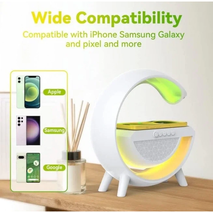 Kablosuz, Usb Bağlantılı, Ekstra Uzun Pil Ömürlü, 7 Renk Seçenekli Ambiyans Işığı,Telefon Şarj Standı BT2301 (5365)