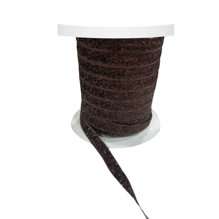 Kadife Kurdele Simli 1 Cm Kahverengi 1 Metre