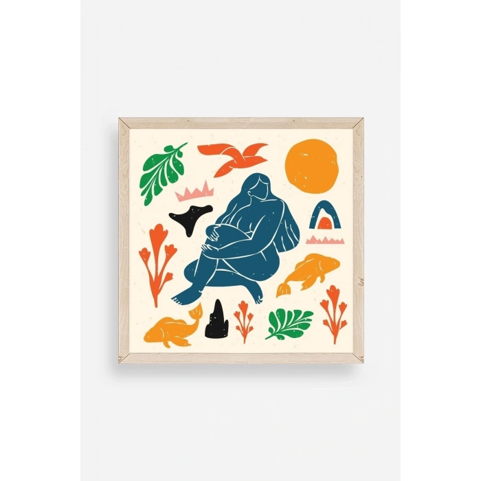 Kadın Ahşap Çerçeveli Tablo 23 x 23