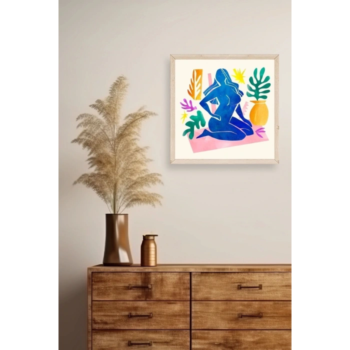 Kadın Ahşap Çerçeveli Tablo 23 x 23