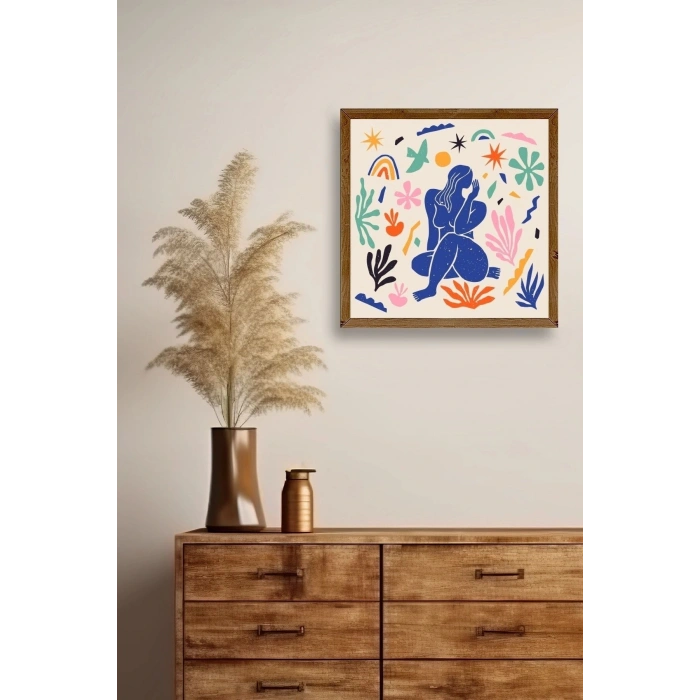 Kadın Ahşap Çerçeveli Tablo 23 x 23