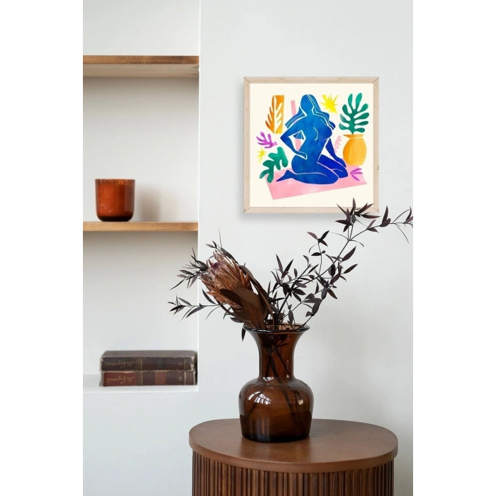 Kadın Ahşap Çerçeveli Tablo 23 x 23