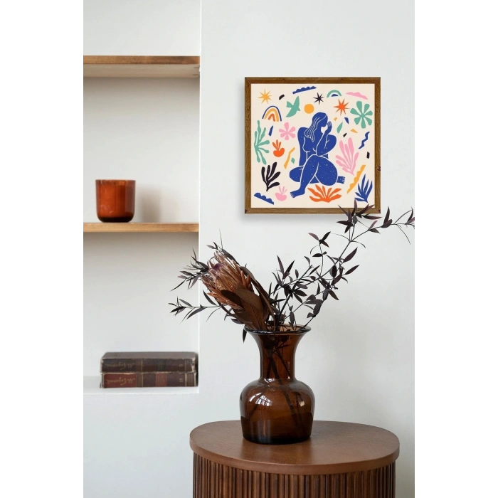 Kadın Ahşap Çerçeveli Tablo 23 x 23