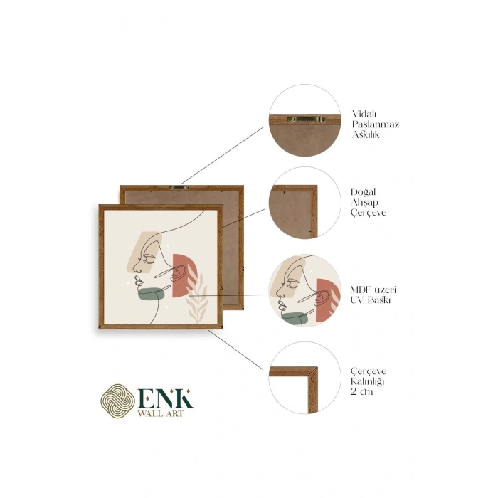 Kadın Ahşap Çerçeveli Tablo 23 x 23