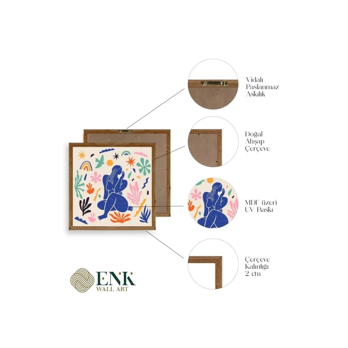 Kadın Ahşap Çerçeveli Tablo 23 x 23