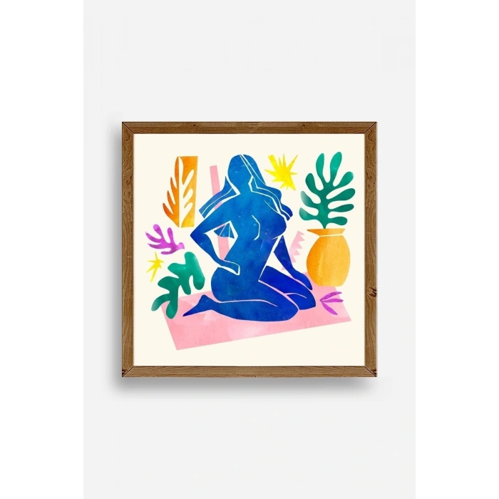 Kadın Ahşap Çerçeveli Tablo 42 x 42