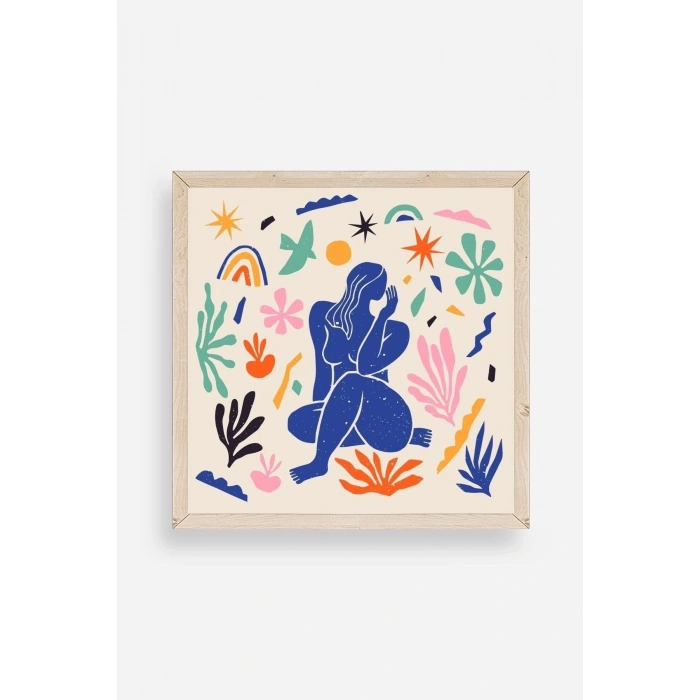 Kadın Ahşap Çerçeveli Tablo 42 x 42