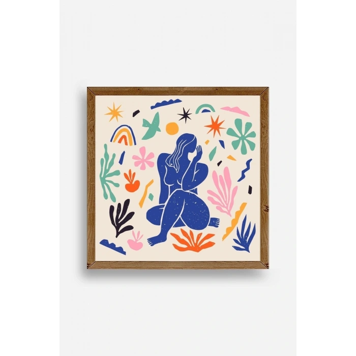 Kadın Ahşap Çerçeveli Tablo 42 x 42