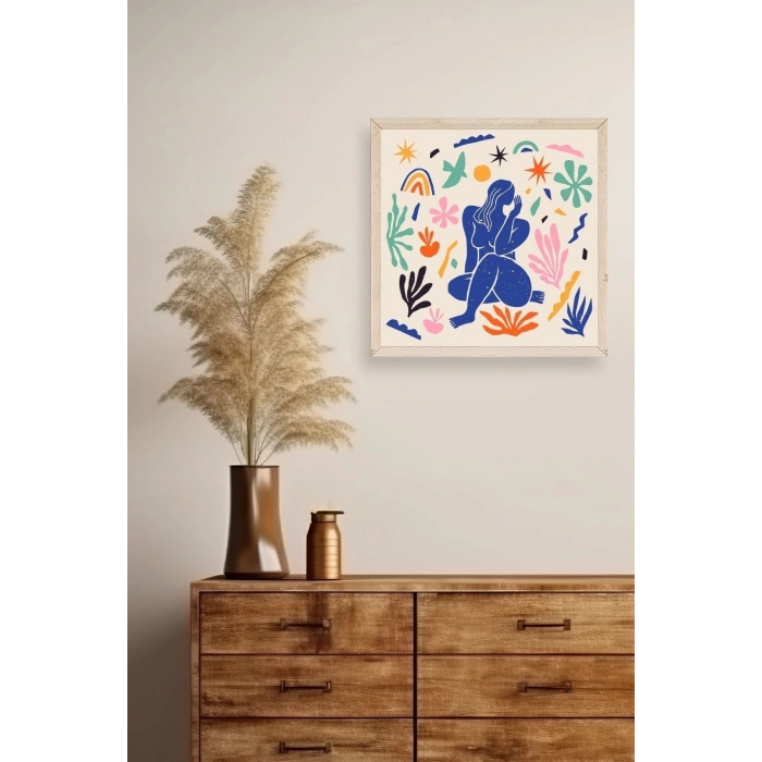 Kadın Ahşap Çerçeveli Tablo 42 x 42