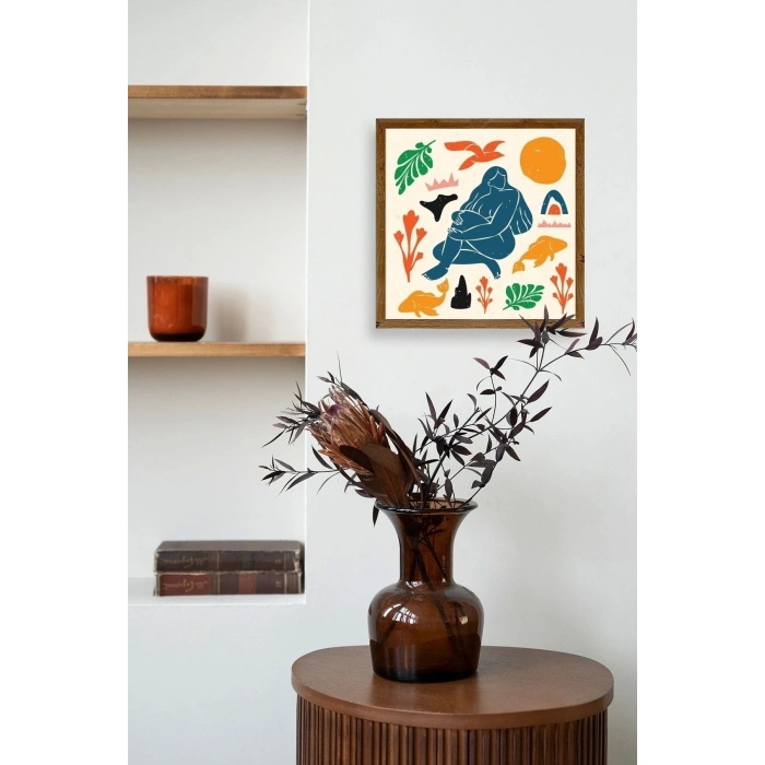 Kadın Ahşap Çerçeveli Tablo 42 x 42