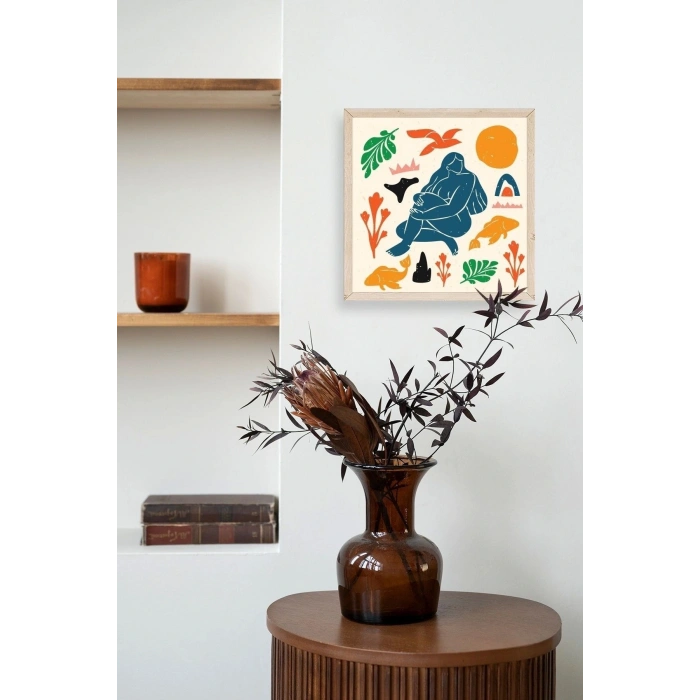 Kadın Ahşap Çerçeveli Tablo 42 x 42