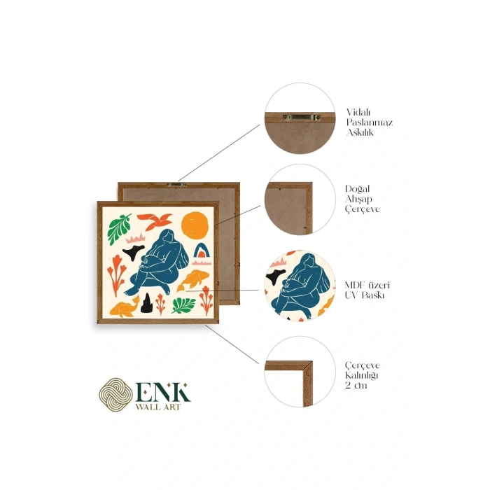 Kadın Ahşap Çerçeveli Tablo 42 x 42