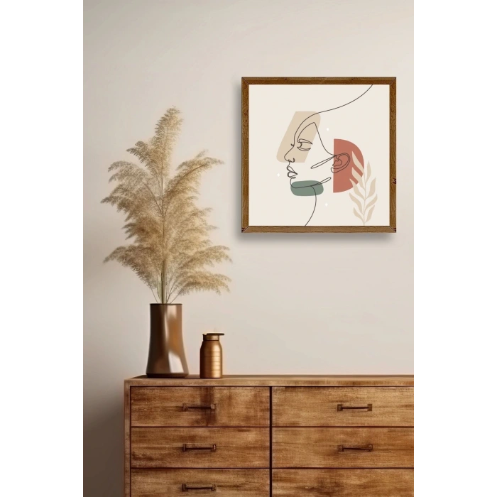 Kadın Ahşap Çerçeveli Tablo 50 x 50
