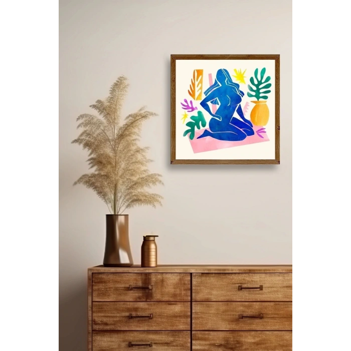 Kadın Ahşap Çerçeveli Tablo 50 x 50