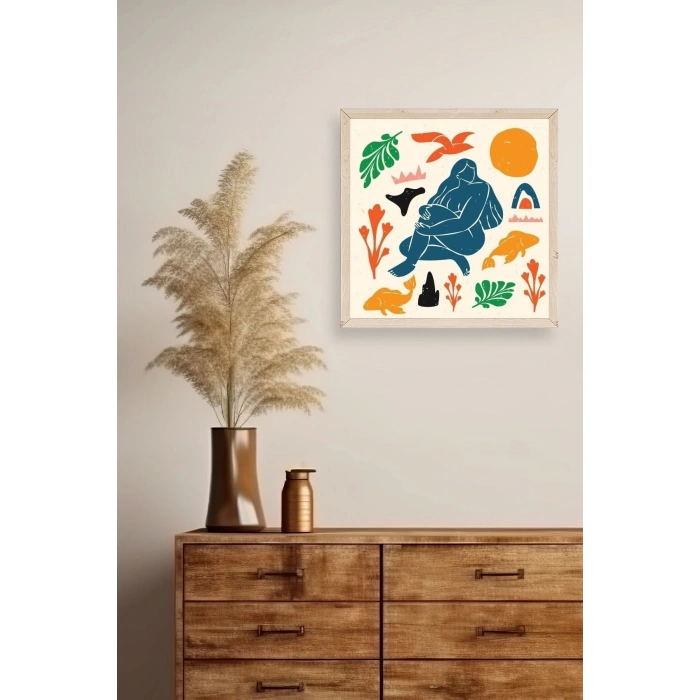 Kadın Ahşap Çerçeveli Tablo 50 x 50