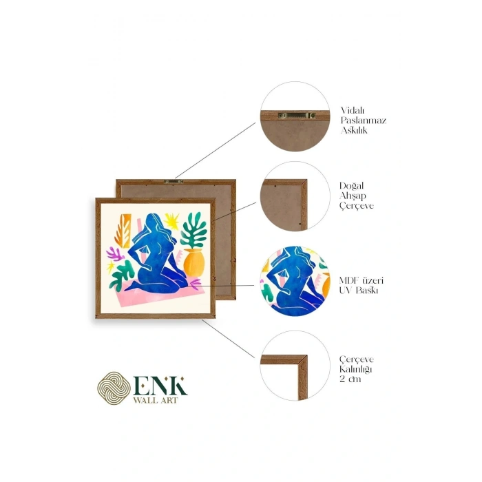 Kadın Ahşap Çerçeveli Tablo 50 x 50