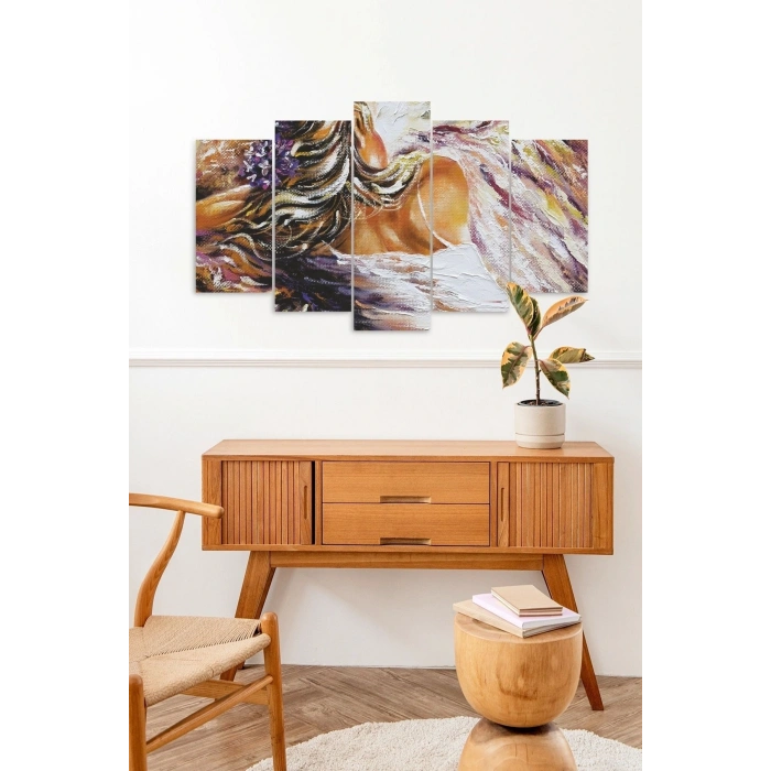 Kadın Hüzün 5 Parçalı Mdf Tablo 60 x 100