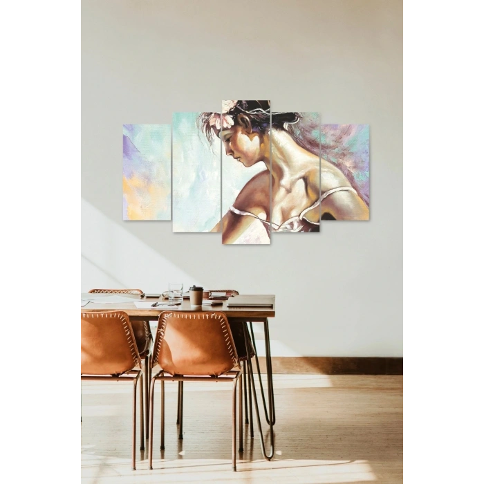 Kadın Hüzün 5 Parçalı Mdf Tablo 60 x 100