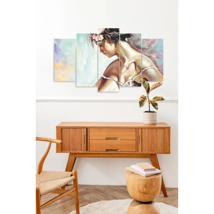Kadın Hüzün 5 Parçalı Mdf Tablo 60 x 100