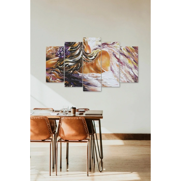 Kadın Hüzün 5 Parçalı Mdf Tablo 60 x 100