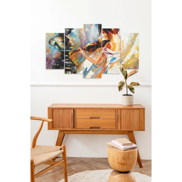 Kadın Keman 5 Parçalı Mdf Tablo 60 x 100