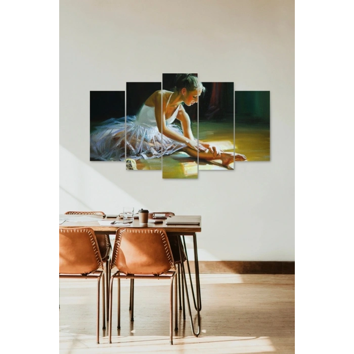 Kadın Kuğu 5 Parçalı Mdf Tablo 60 x 100