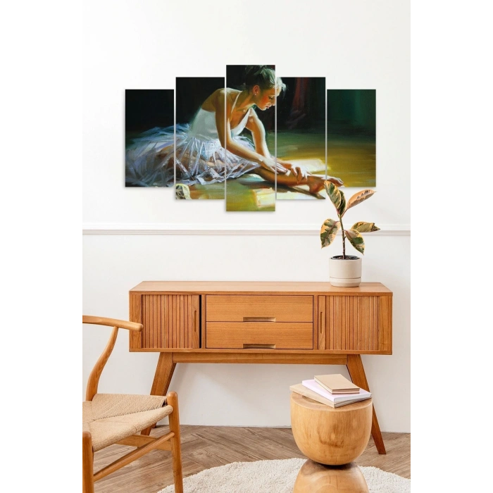 Kadın Kuğu 5 Parçalı Mdf Tablo 60 x 100