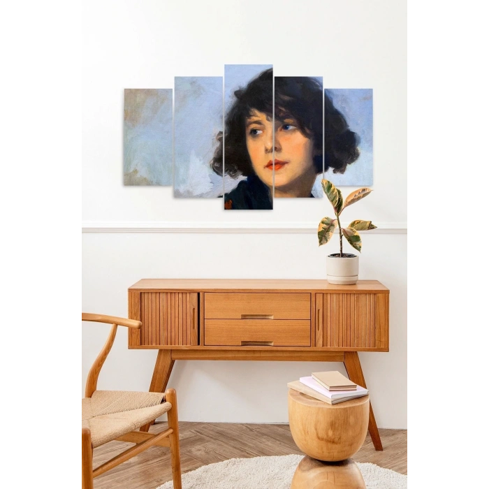 Kadın Manzarası 5 Parçalı Mdf Tablo 60 x 100