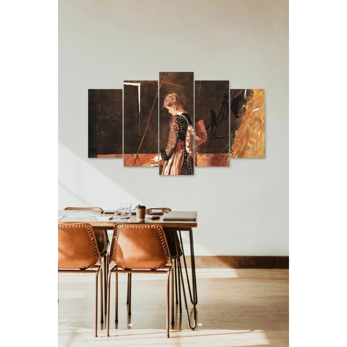 Kadın Manzarası 5 Parçalı Mdf Tablo 60 x 100