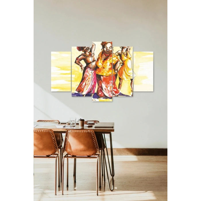 Kadın Manzarası 5 Parçalı Mdf Tablo 60 x 100