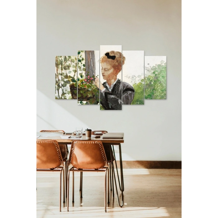 Kadın Manzarası 5 Parçalı Mdf Tablo 60 x 100