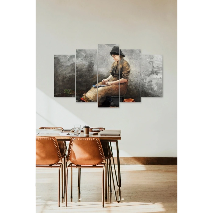 Kadın Manzarası 5 Parçalı Mdf Tablo 60 x 100