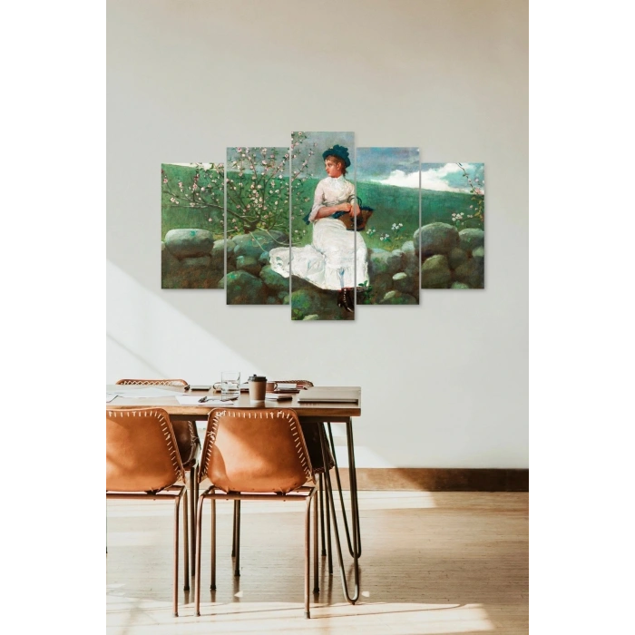 Kadın Manzarası 5 Parçalı Mdf Tablo 60 x 100