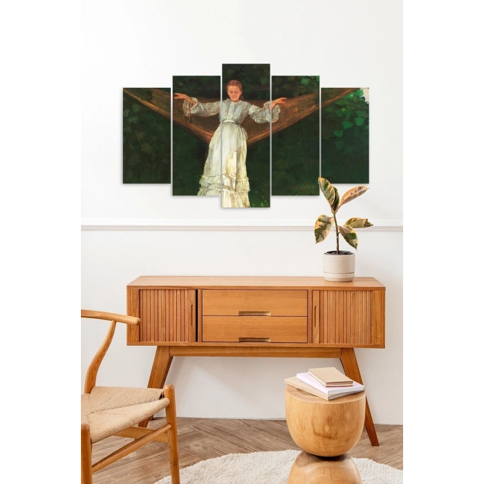 Kadın Manzarası 5 Parçalı Mdf Tablo 60 x 100