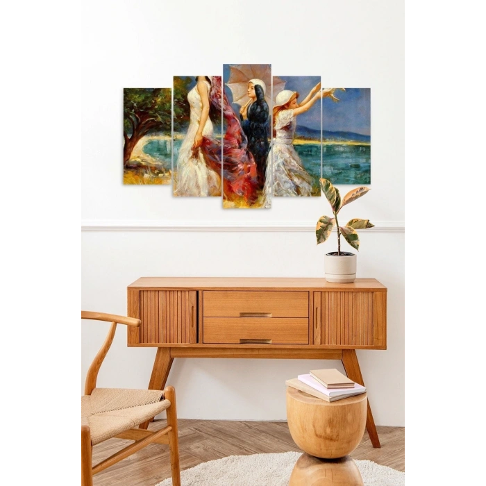 Kadın Manzarası 5 Parçalı Mdf Tablo 60 x 100