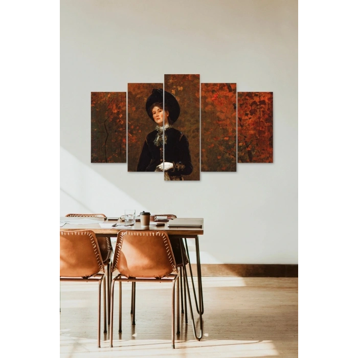 Kadın Manzarası 5 Parçalı Mdf Tablo 60 x 100