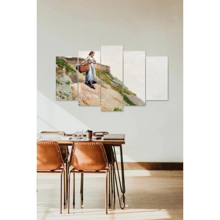 Kadın Manzarası 5 Parçalı Mdf Tablo 60 x 100