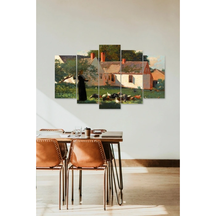 Kadın Manzarası 5 Parçalı Mdf Tablo 60 x 100