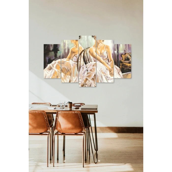 Kadın Manzarası 5 Parçalı Mdf Tablo 60 x 100
