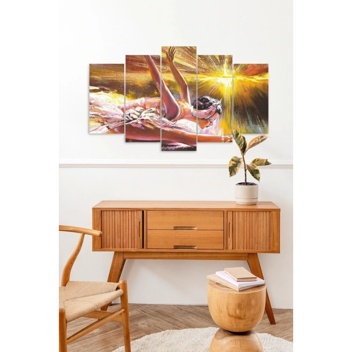 Kadın Manzarası 5 Parçalı Mdf Tablo 60 x 100